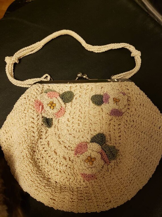 Vintage purse, hand made crocheted handbag - image 4