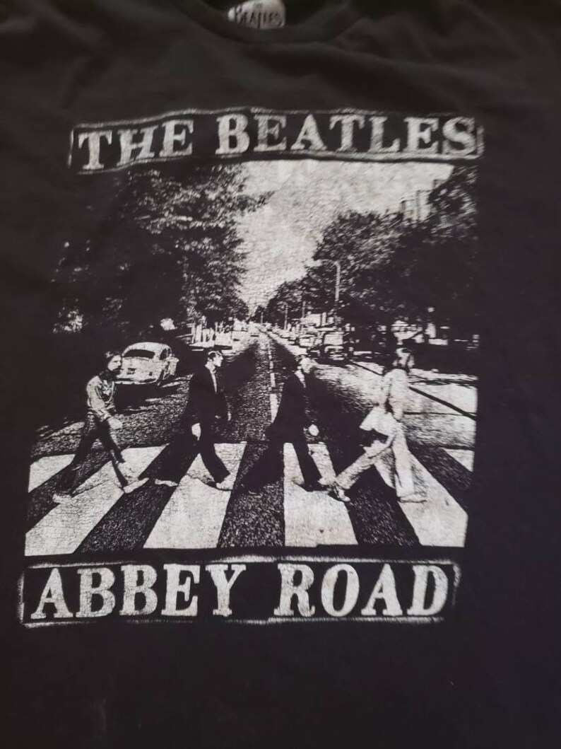 The Beatles Abbey Road Tee Shirt Black graphic tee shirt Xlarge black tee shirt 100 percent cotton