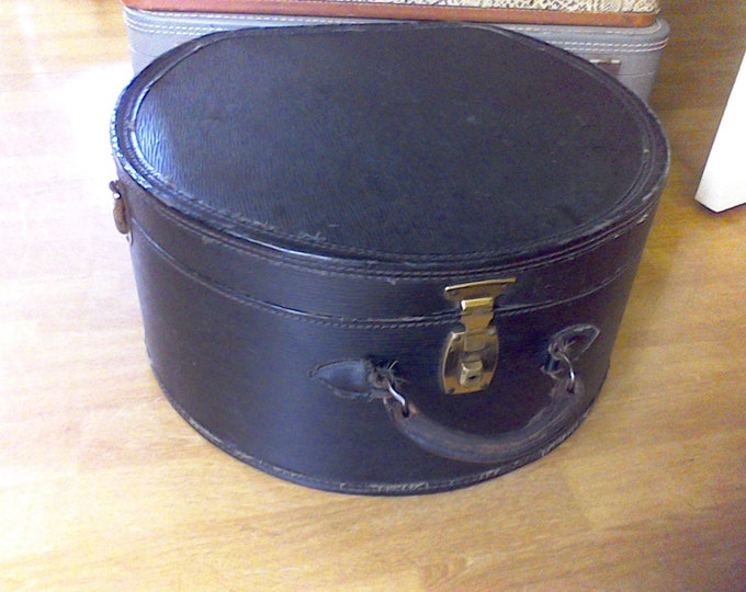 Round Train Case Suitcase old Luggage Black Movie Prop Etsy
