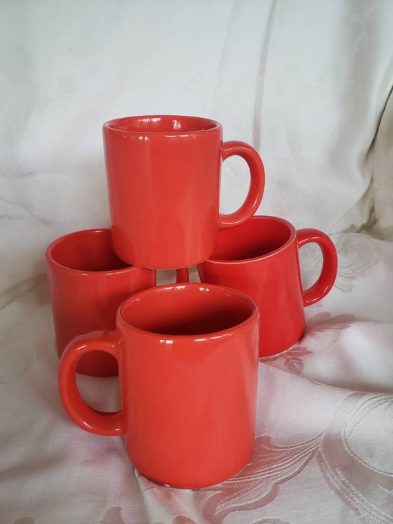 Red Coffee Mugs set of 4 Made in Japan 1960's Etsy