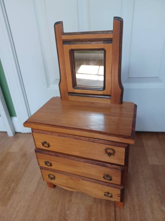 Handmade jewelry box, vintage  solid wood