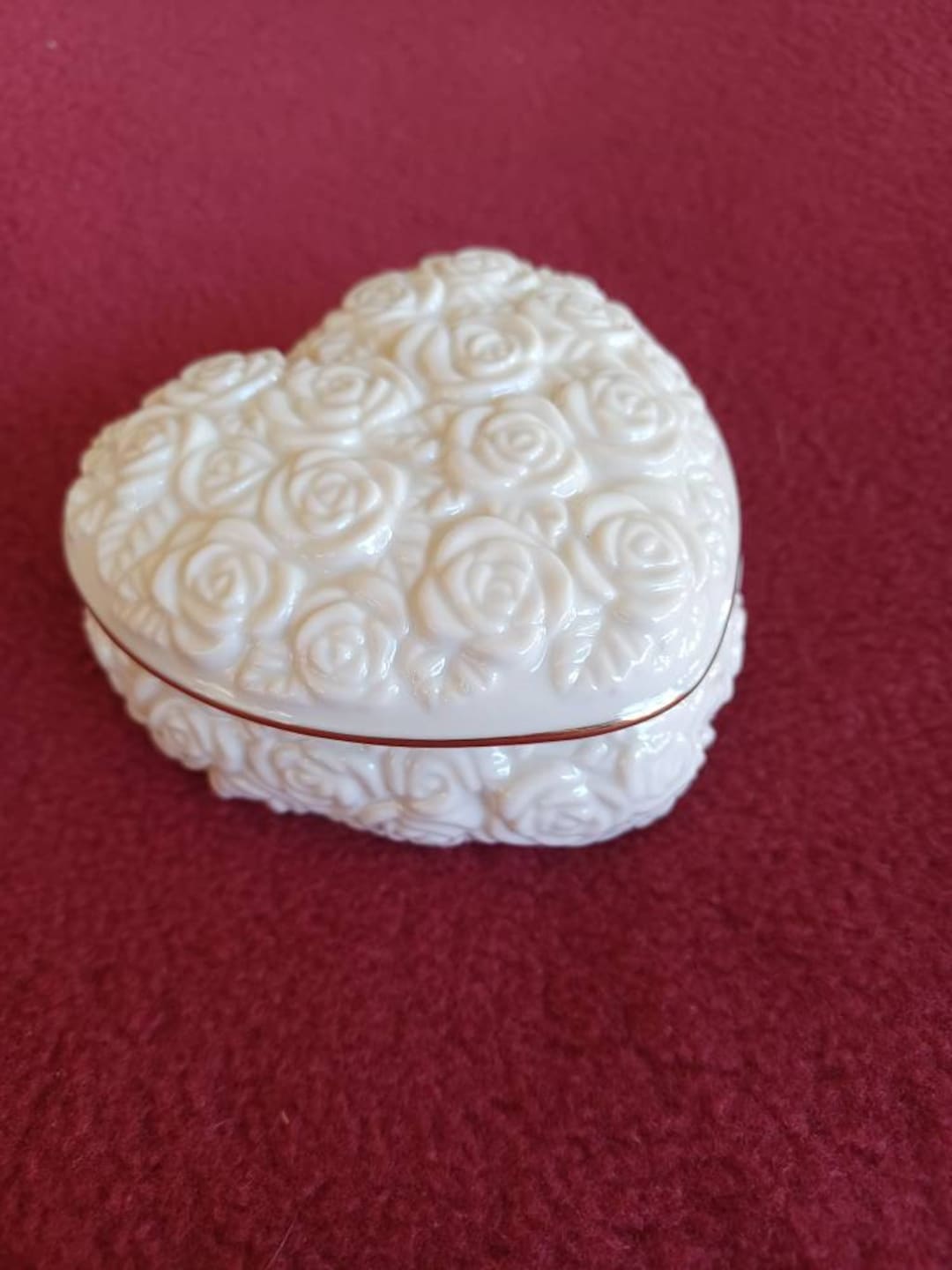 Lenox Ring Box Porcelain With Gold Trim, Heart Shaped Trinket Box Etsy