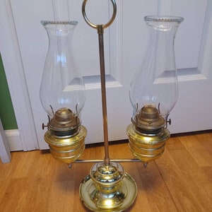 Double oil lamps, vintage lighting, hurricane lamp, emergency light, farmhouse decor