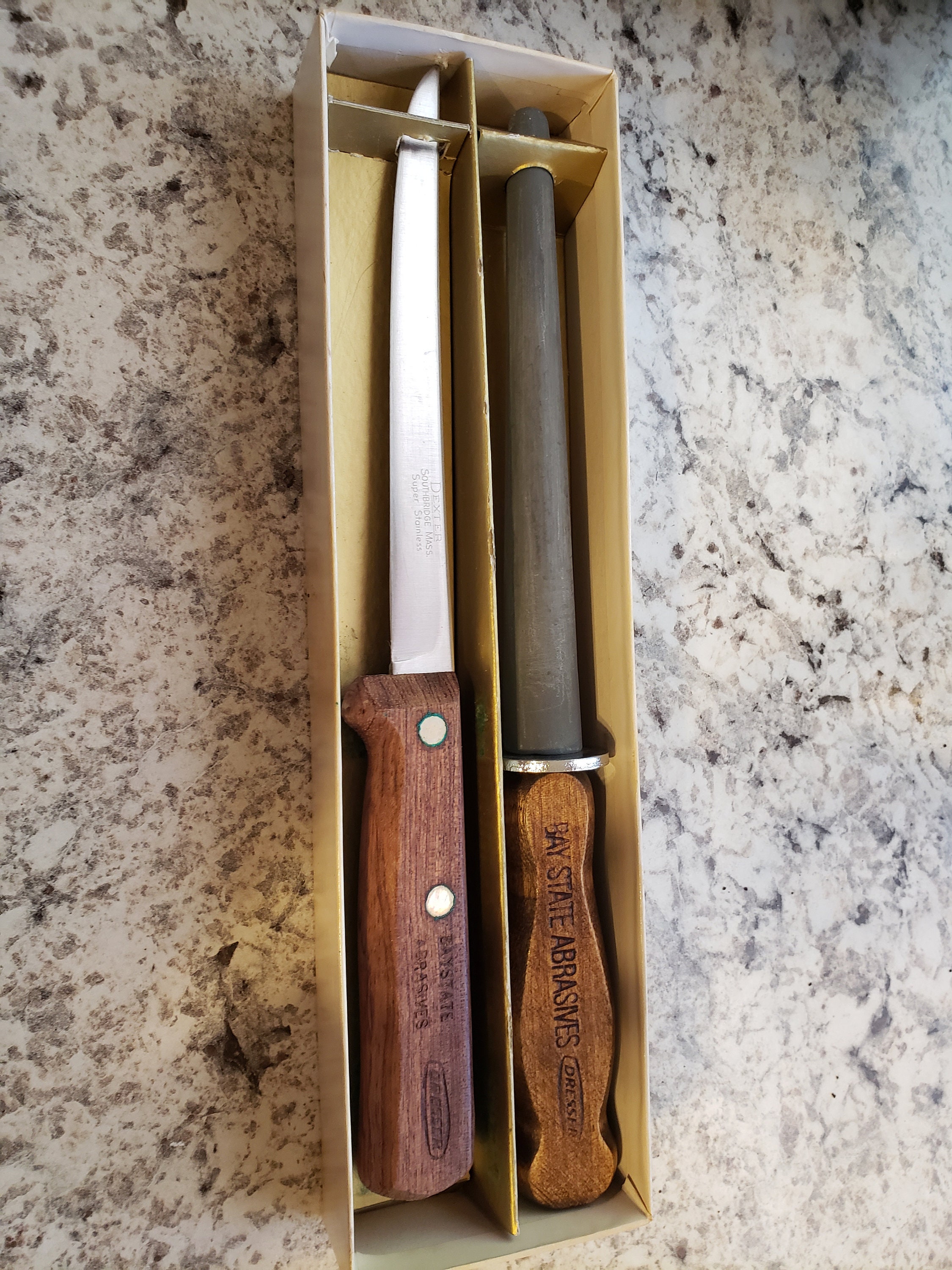 Vintage Dexter Russell Knife Sharpening Steel XL 14 Sharpener Wooden Blade
