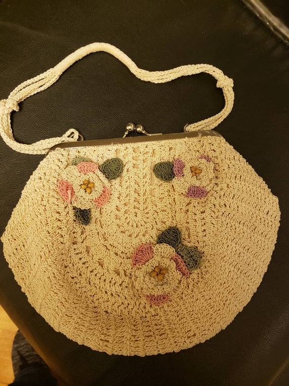 Vintage purse, hand made crocheted handbag - image 3