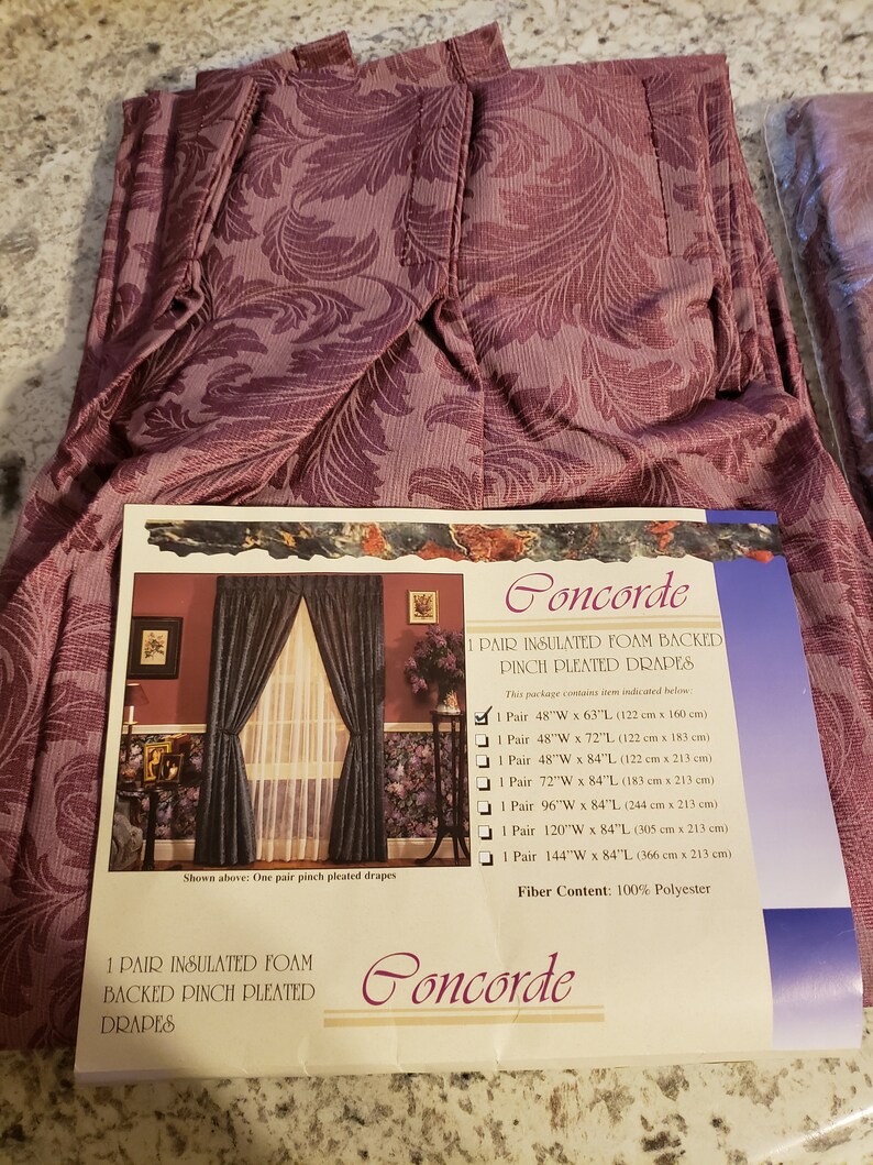 2 Pair Insulated Foam Backed Drapes New In The Package 58x63 Etsy