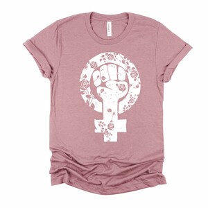 Floral Feminist Fist Adult Unisex Tee