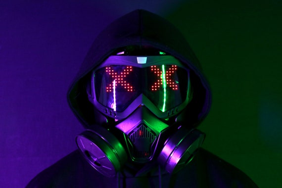 Cyber Gas Mask Gothic Accessoire Cyberpunk Futurewear LED UV Skull/&Bones