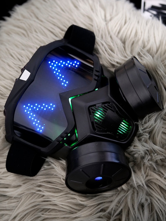 Cyber Gas Mask Gothic Accessoire Cyberpunk Futurewear LED UV Skull/&Bones