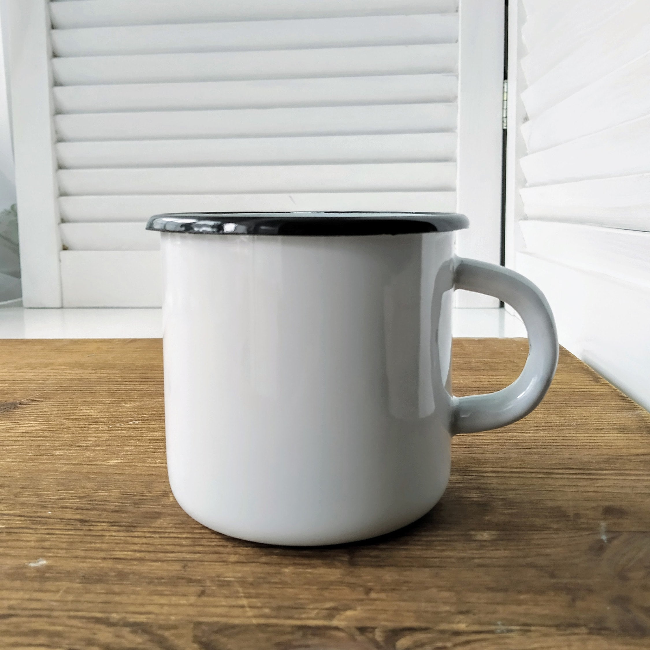 Tin mug / Enamel camping mug / 400 ml 13 Oz large coffee mug / Etsy