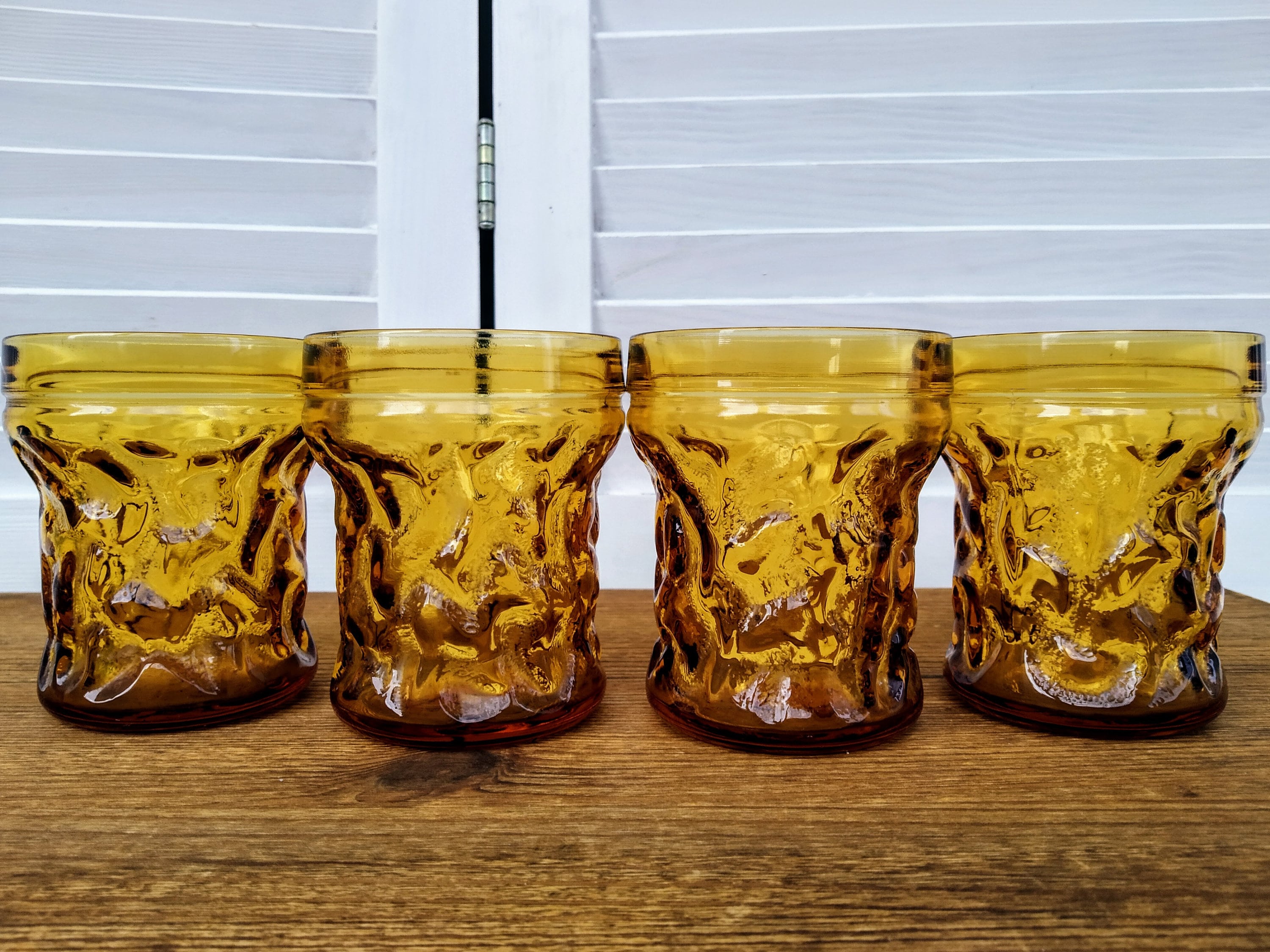 Set of 4 Glasses Orange Glassware Amber Glass Etsy