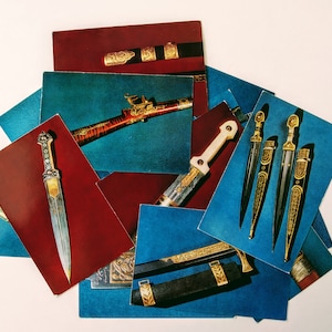 Georgische Waffen und Rüstungen 17. - 19. Jahrhundert Vintage Postkarten Set von 16 sowjetischen Postkarten Vintage Postkarten Sammlung