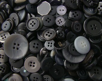 Vintage Black & Grey Knopf-Mix, 100 Teil Massen Handwerk Versorgung