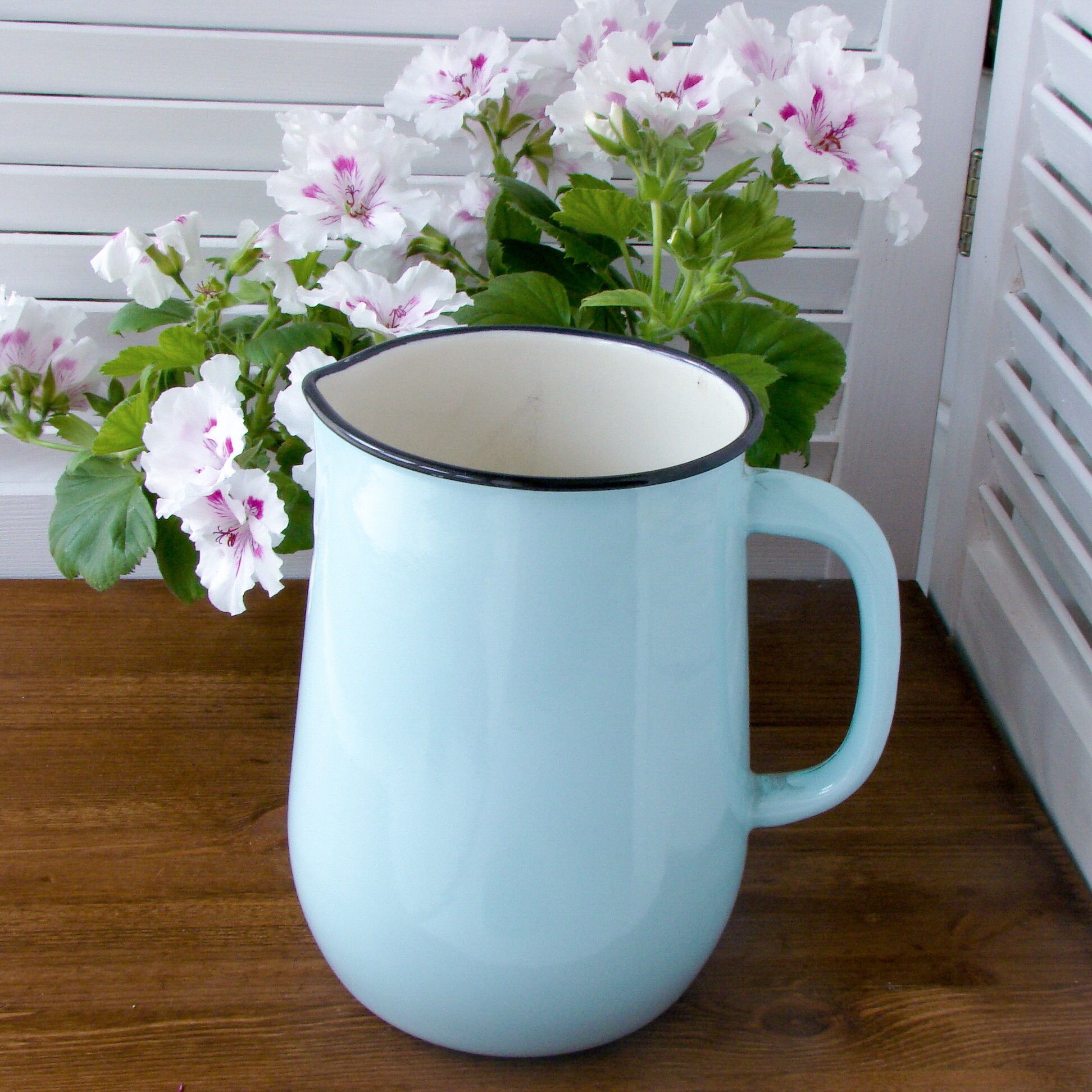 Blue Enamelware Pitcher 2.5 Liter Big Enamel Pitcher Milk Etsy