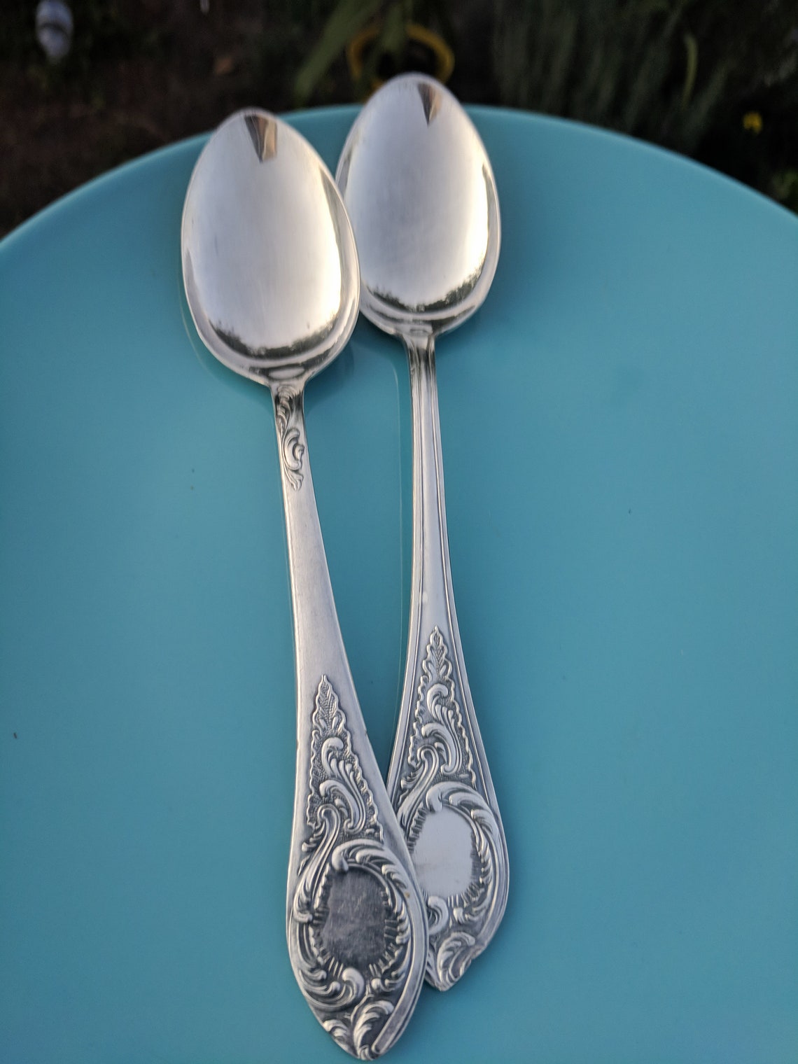 2 spoons Ornate silverware Mid century flatware Wedding Etsy
