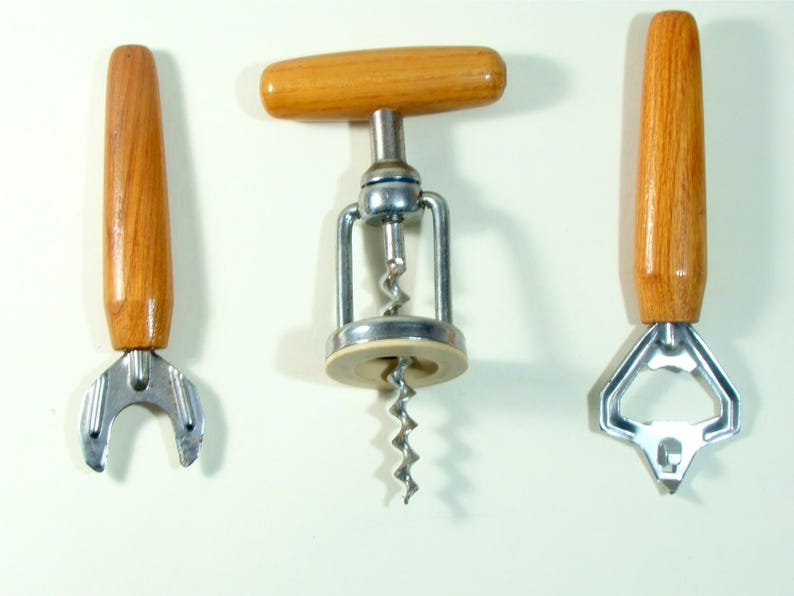 Vintage Corkscrew Openers Set Wine Bottle Opener Beer Can Etsy