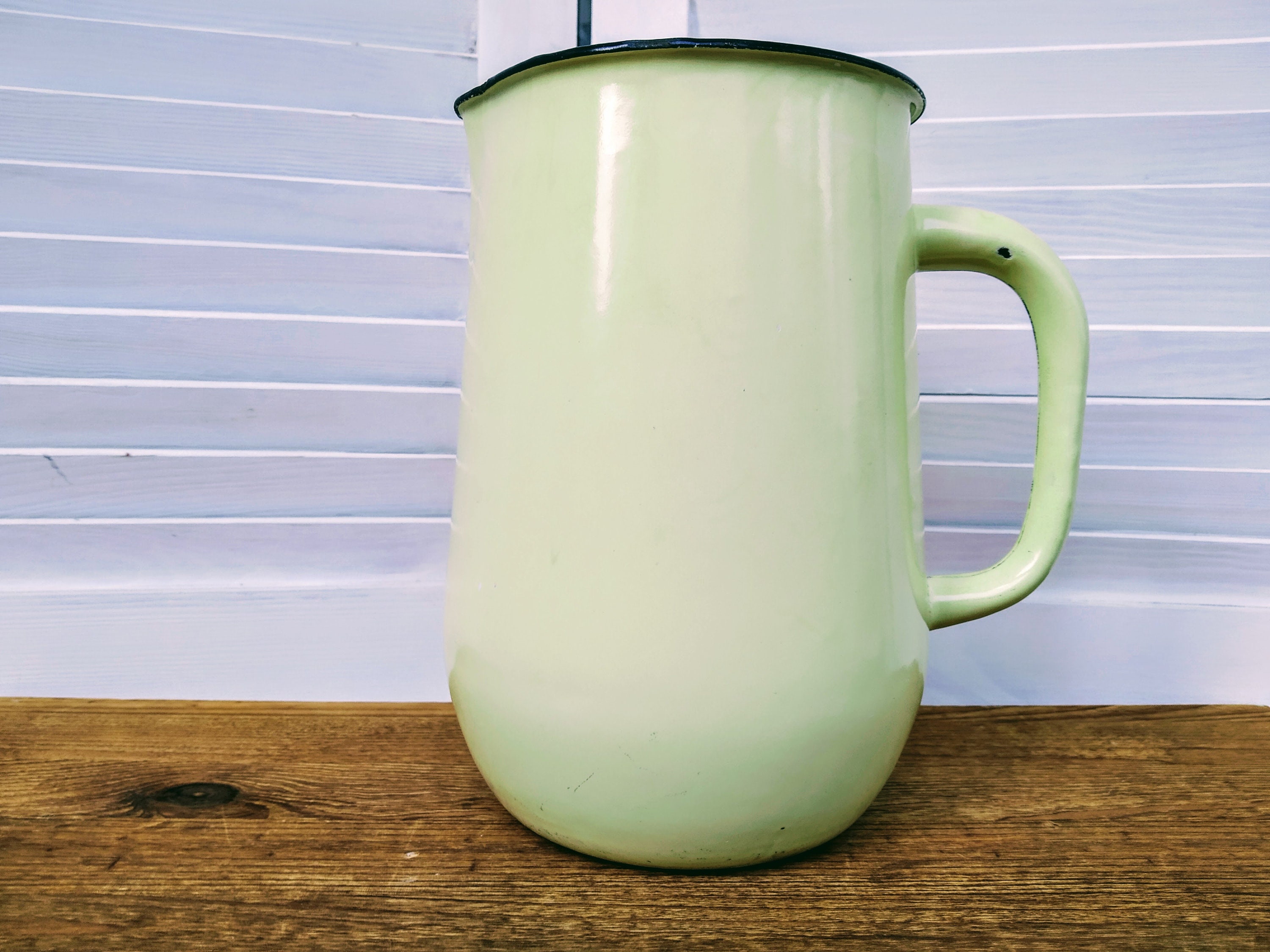Yellow enamelware pitcher 2.5 liter big cream enamel pitcher Etsy