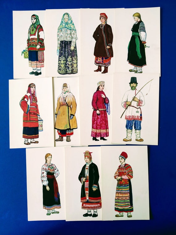 Women's Costumes of Various Provinces of Russia Set of 11 | Etsy