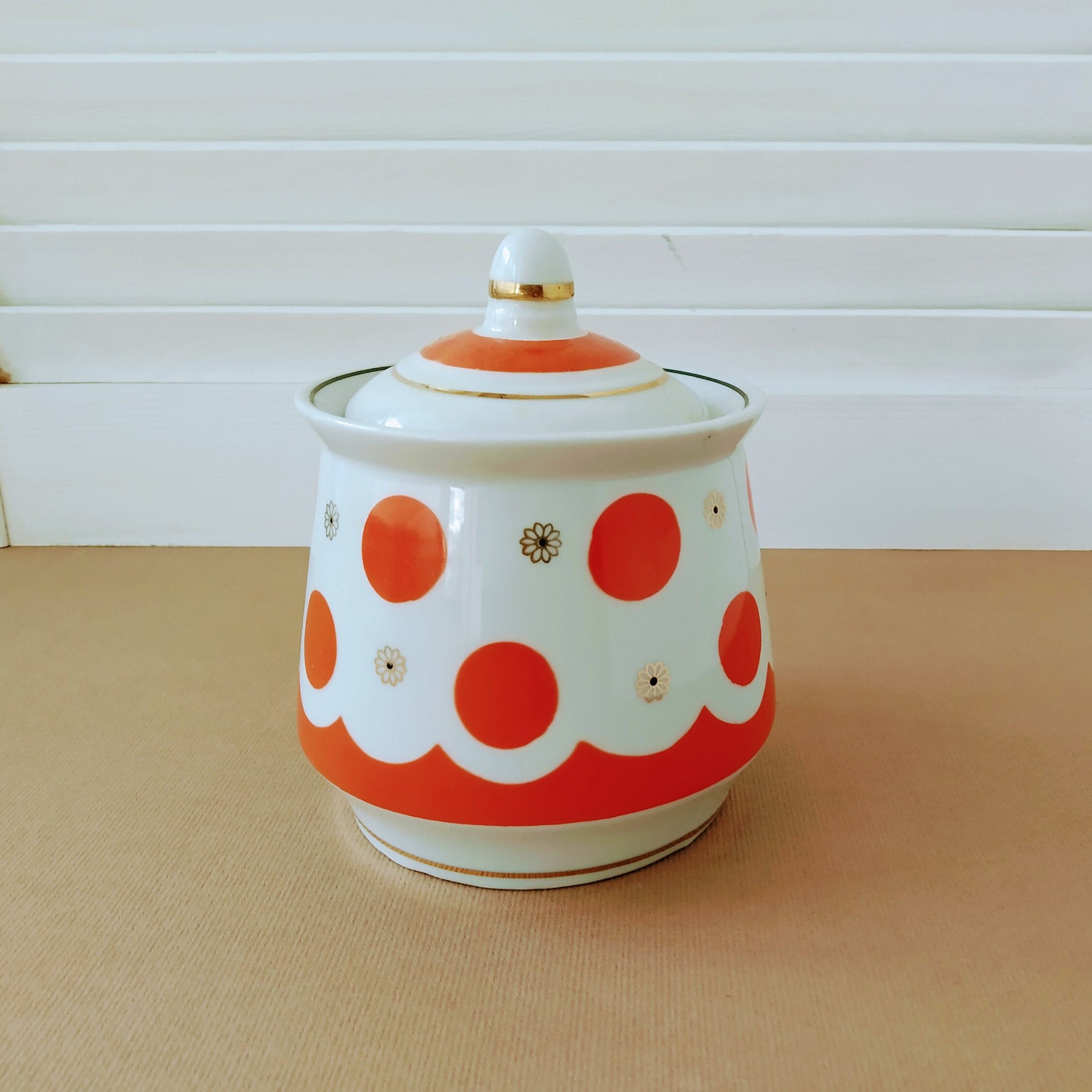 Vintage Ceramic Sugar Bowl Porcelain Sugar Bowl With Lid Made Etsy