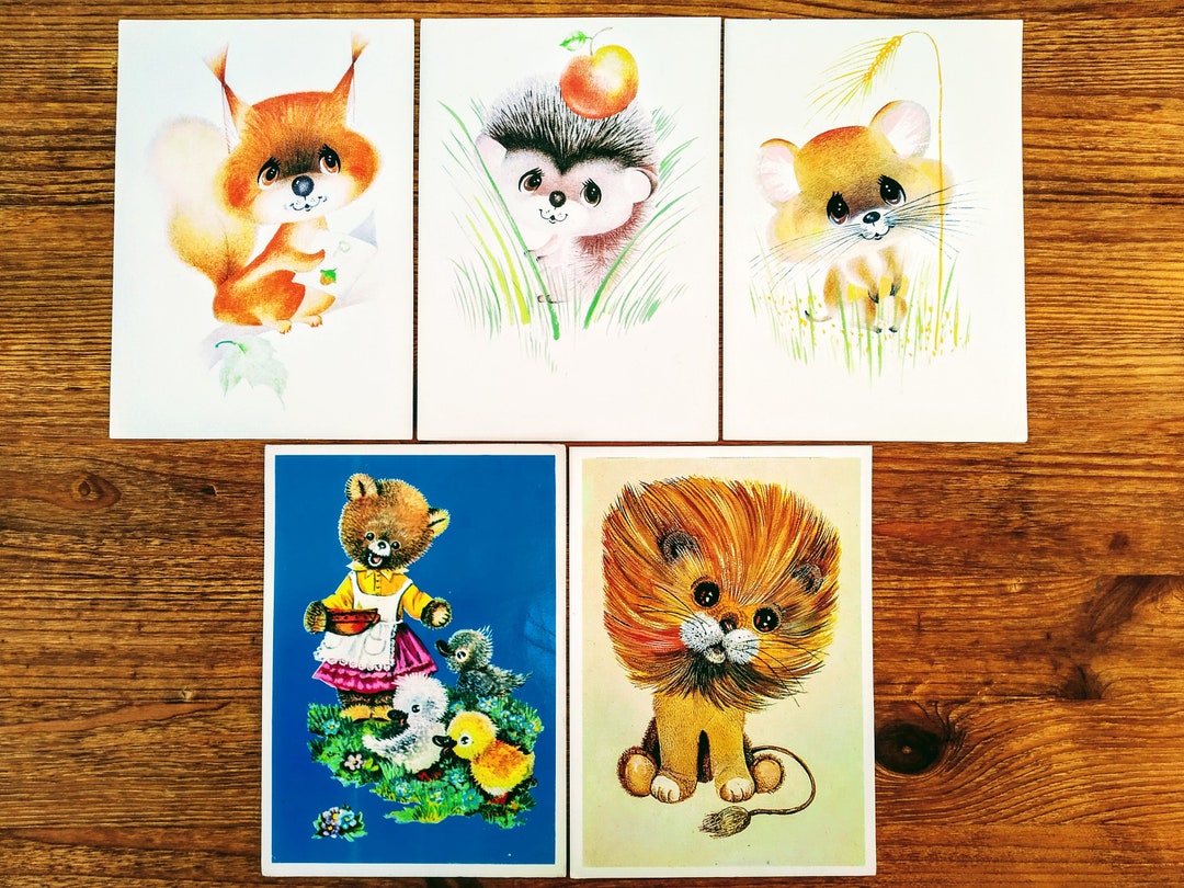 Set of 5 Soviet Postcards - Vintage Childrens Postcards - Unused Soviet ...
