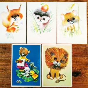 Set von 5 sowjetischen Postkarten - Vintage Kinderpostkarten - Unbenutzte sowjetische Postkarten - Geschenk für Sammler - Made in UdSSR