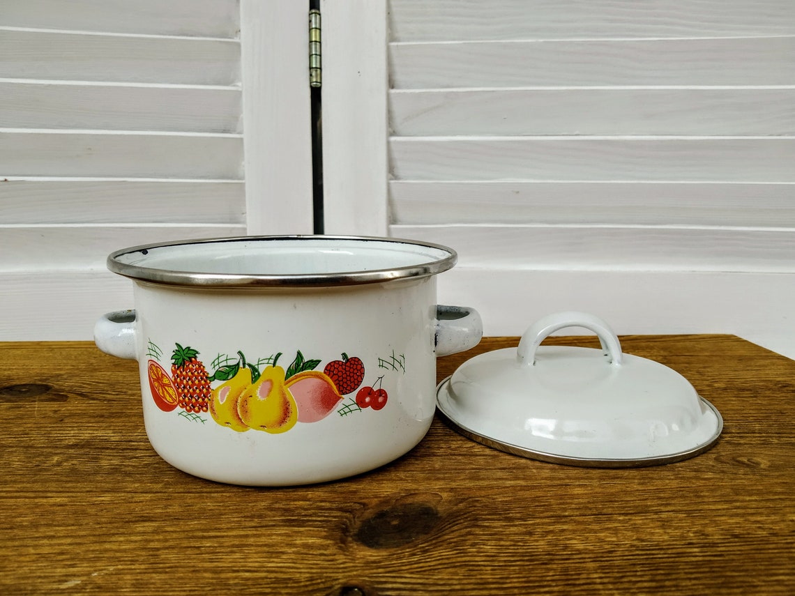 Small Casserole Dish 05L Vintage White Enamel Personal Etsy