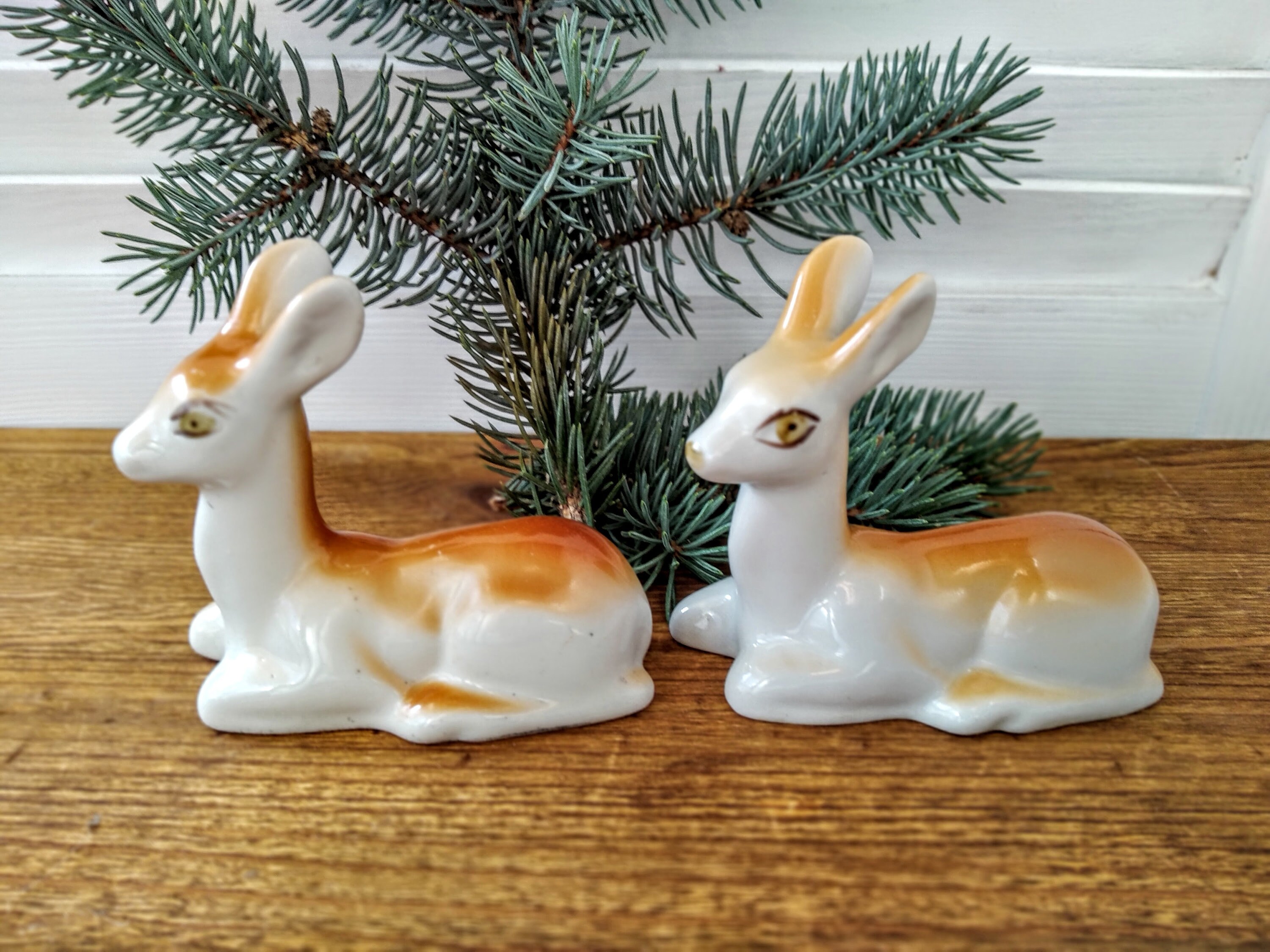 Deer Figurine Woodland Animal Porcelain Figurine Vintage Etsy