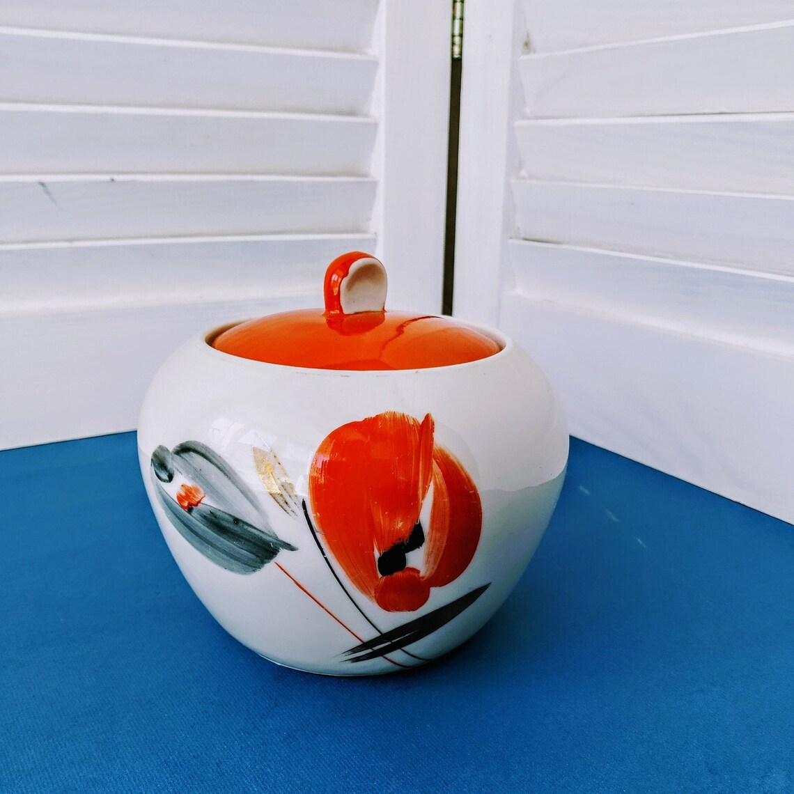 Vintage Ceramic Sugar Bowl Porcelain Sugar Bowl With Lid Made Etsy