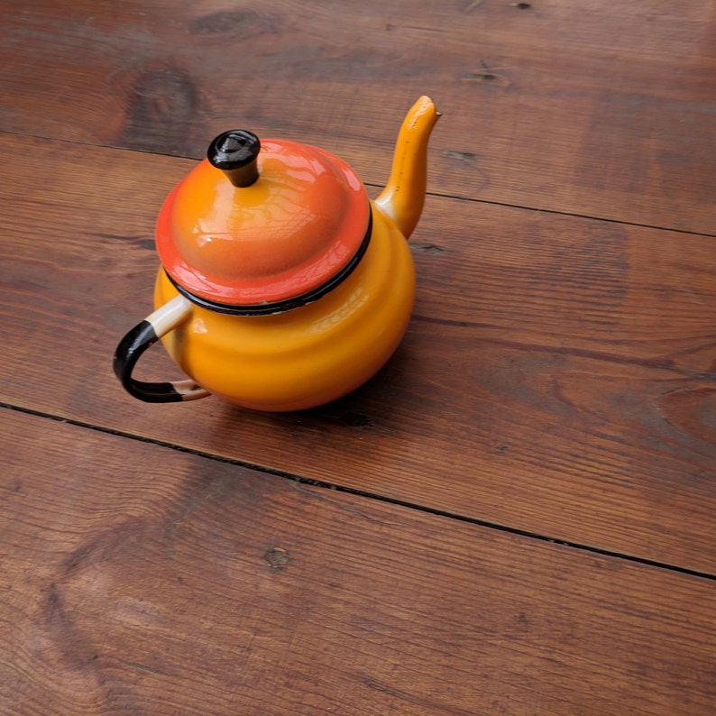 Orange enamel teapot Tea kettle Red enamelware teapot 2 cup Etsy