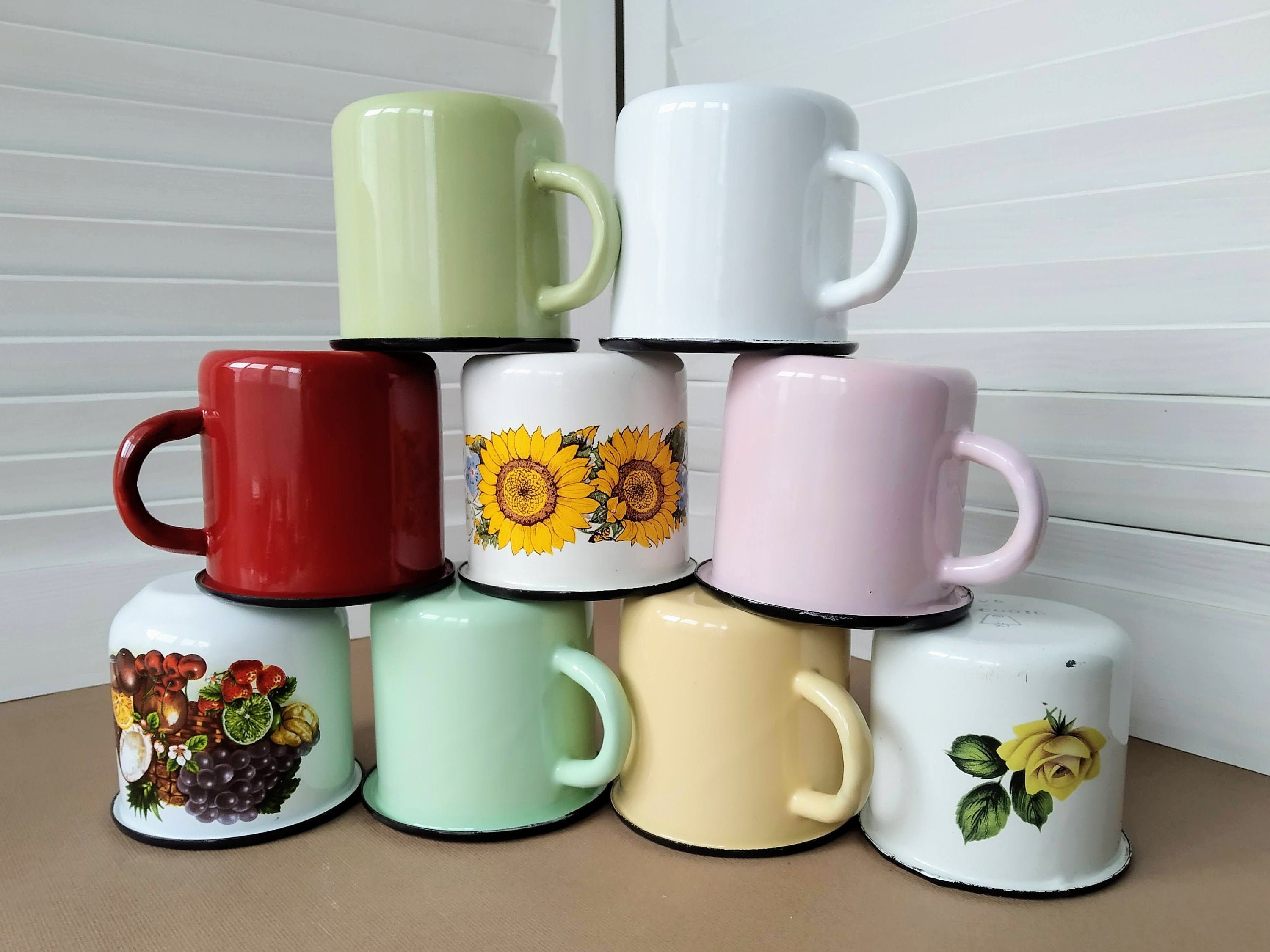 Enamel coffee mugs Etsy