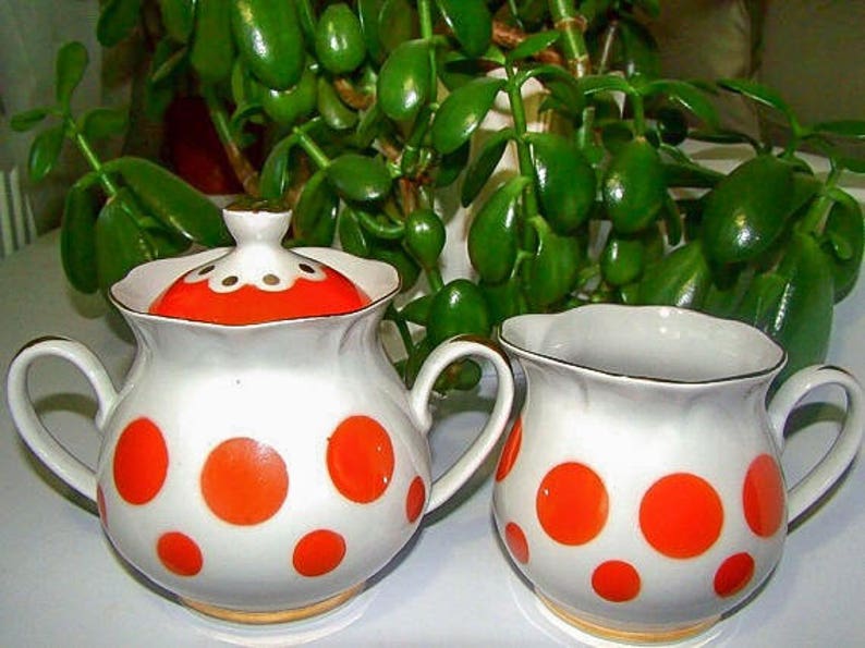 Vintage Ceramic Sugar Bowl and Creamer Set Porcelain Cream Etsy