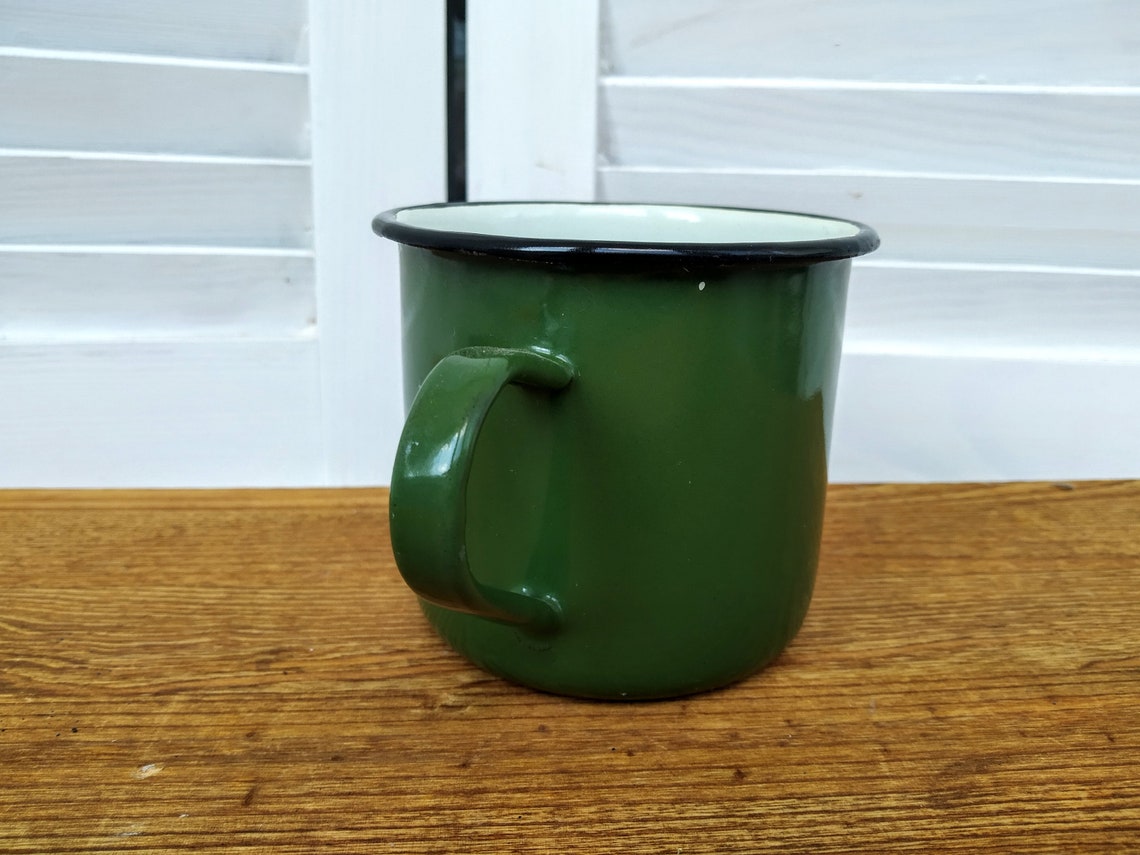 127 Oz dark green enamel mug 375 ml Enamelware coffee cup Etsy