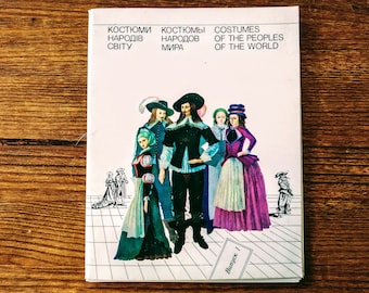 Vintage postcards "Costumes of the Peoples of the World" Set of 18 postcards Vintage collection Picture of the costumes and discriptions