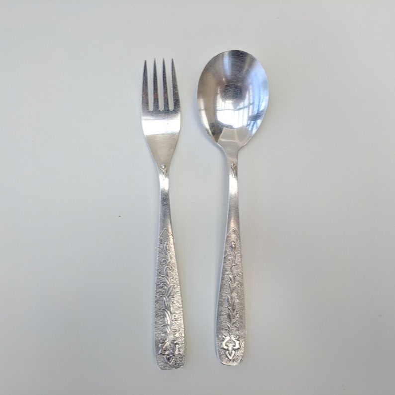 Dinner fork and spoon set Vintage cutlery Silverplate soup Etsy