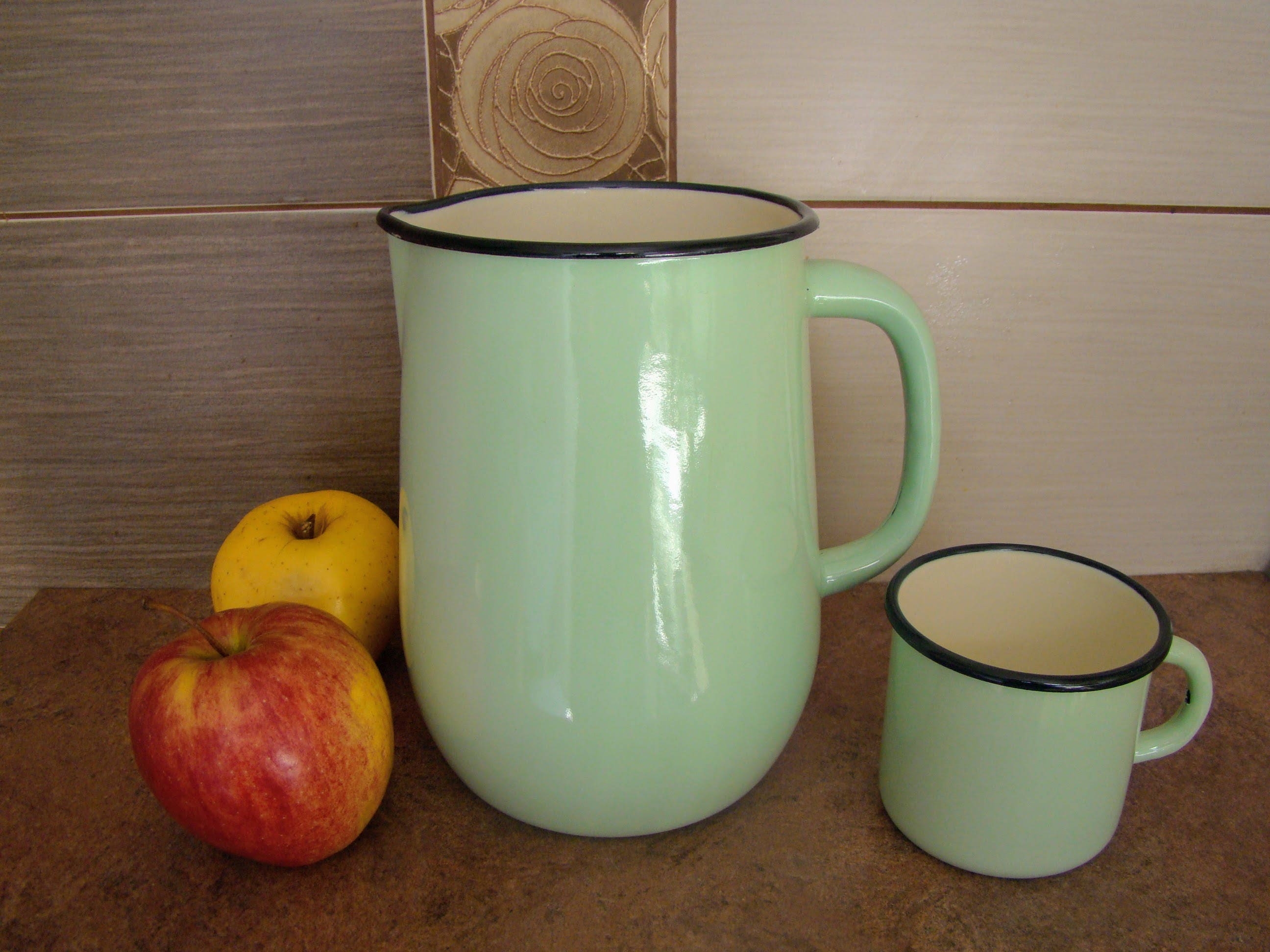 Enamel Coffee Mug Mint Camp Mug Enamelware 400 Ml 13 Oz Etsy