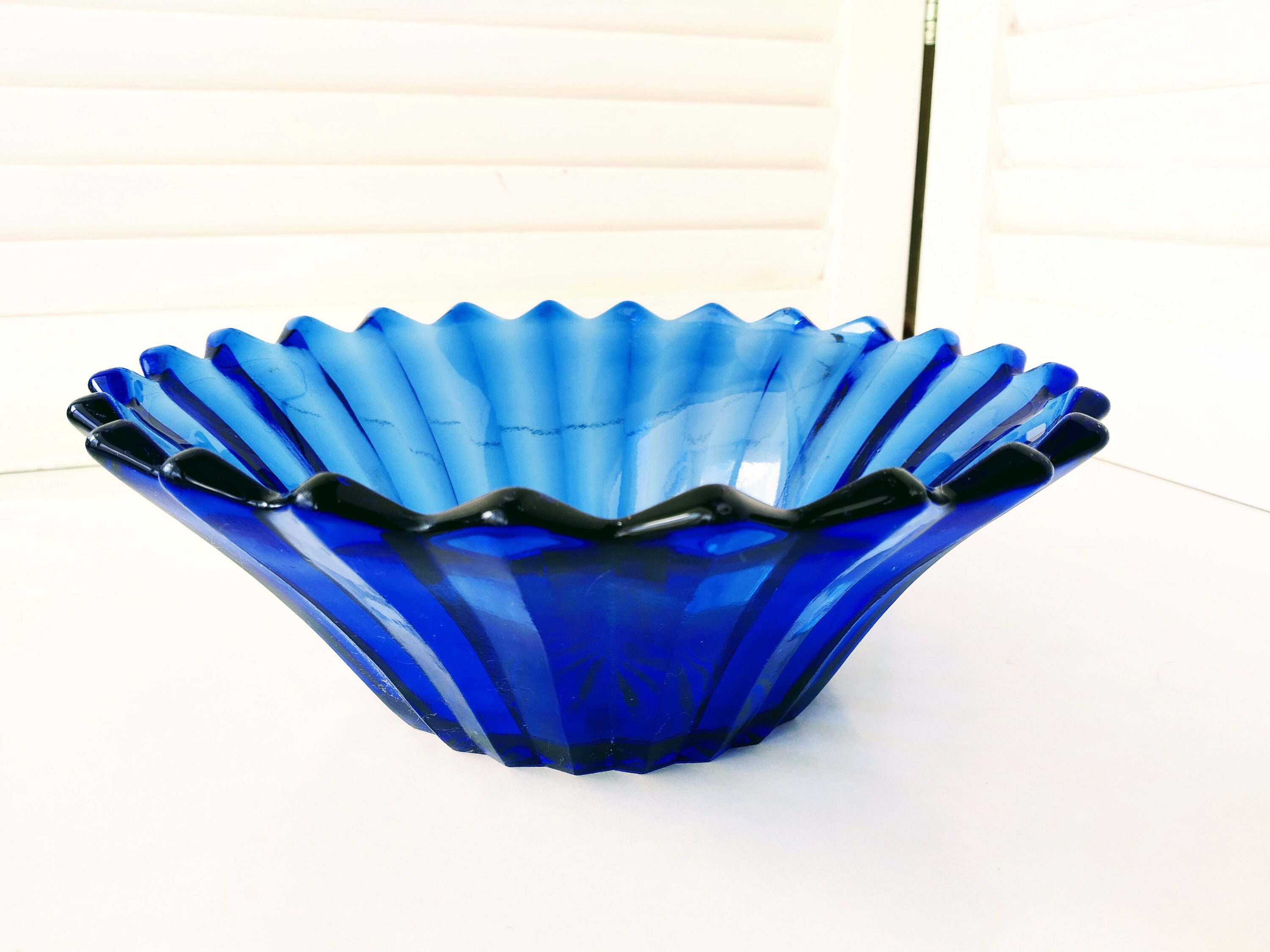 Cobalt blue vintage bowl Blue glass salad or fruit bowl 750 ml Etsy