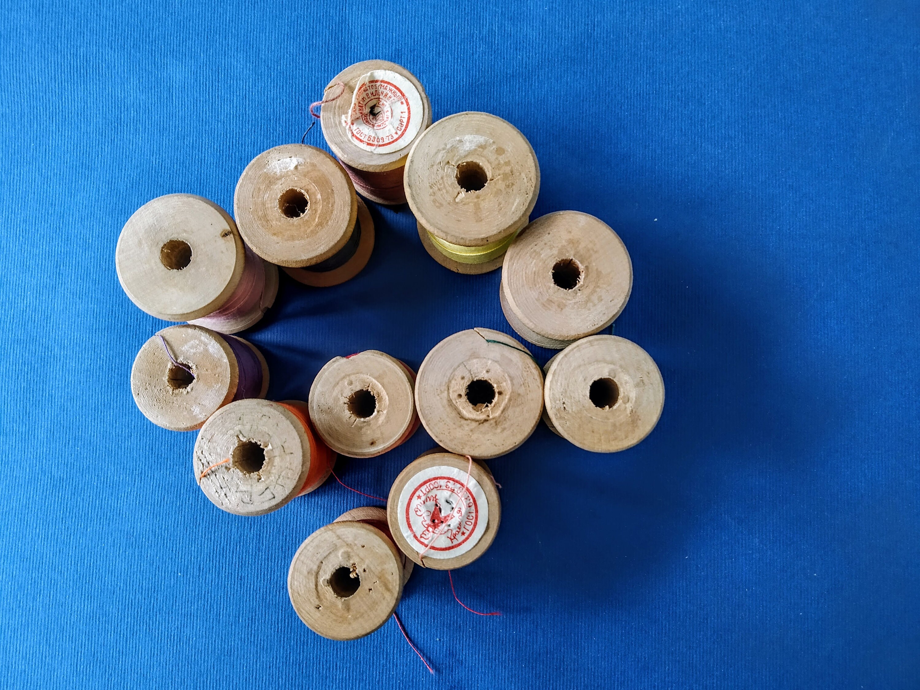 Vintage Wooden Spools of Thread Set of 12 Colorful Sewing Etsy Canada