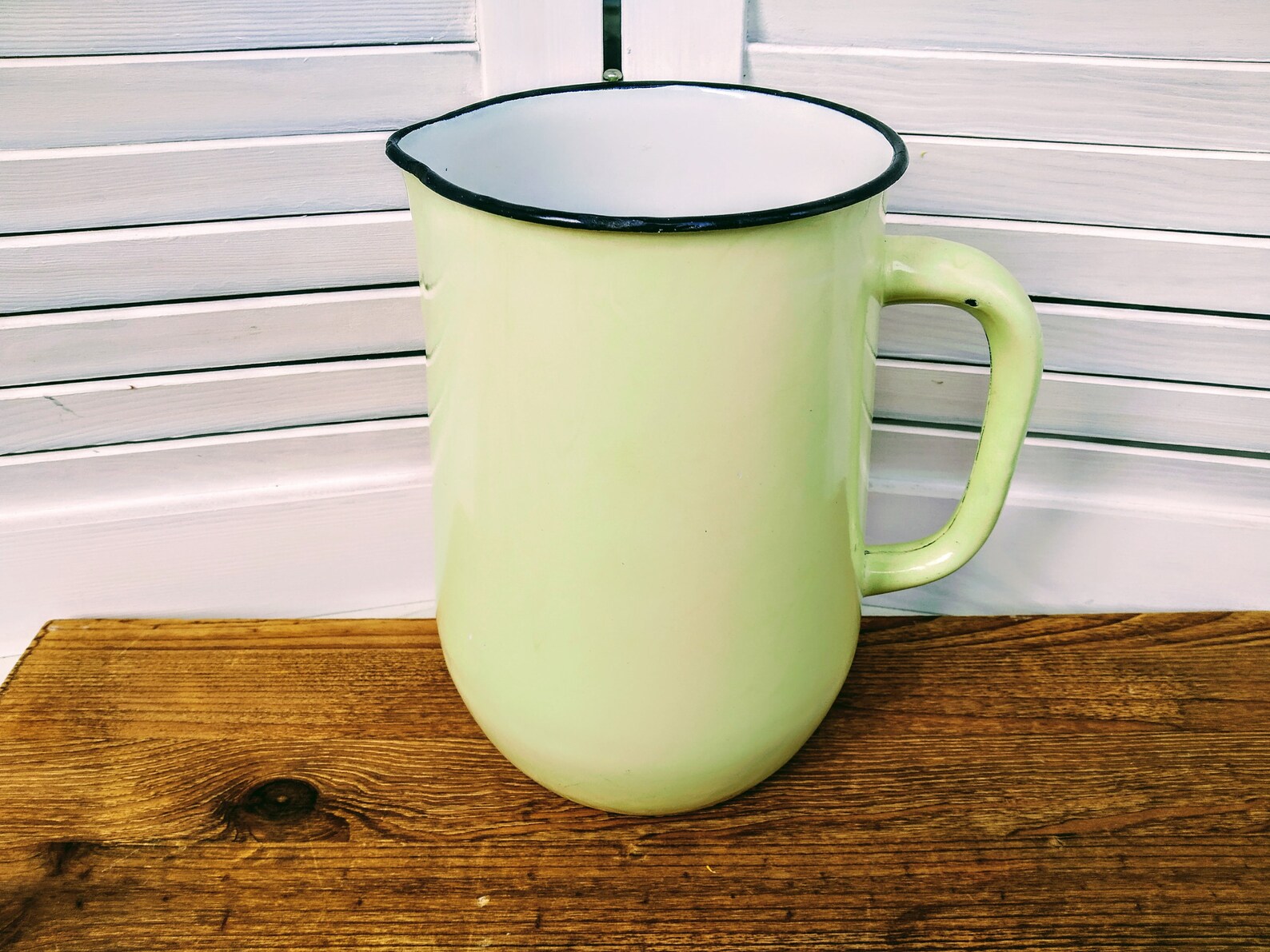 Yellow Enamelware Pitcher 2.5 Liter Big Cream Enamel Pitcher Etsy