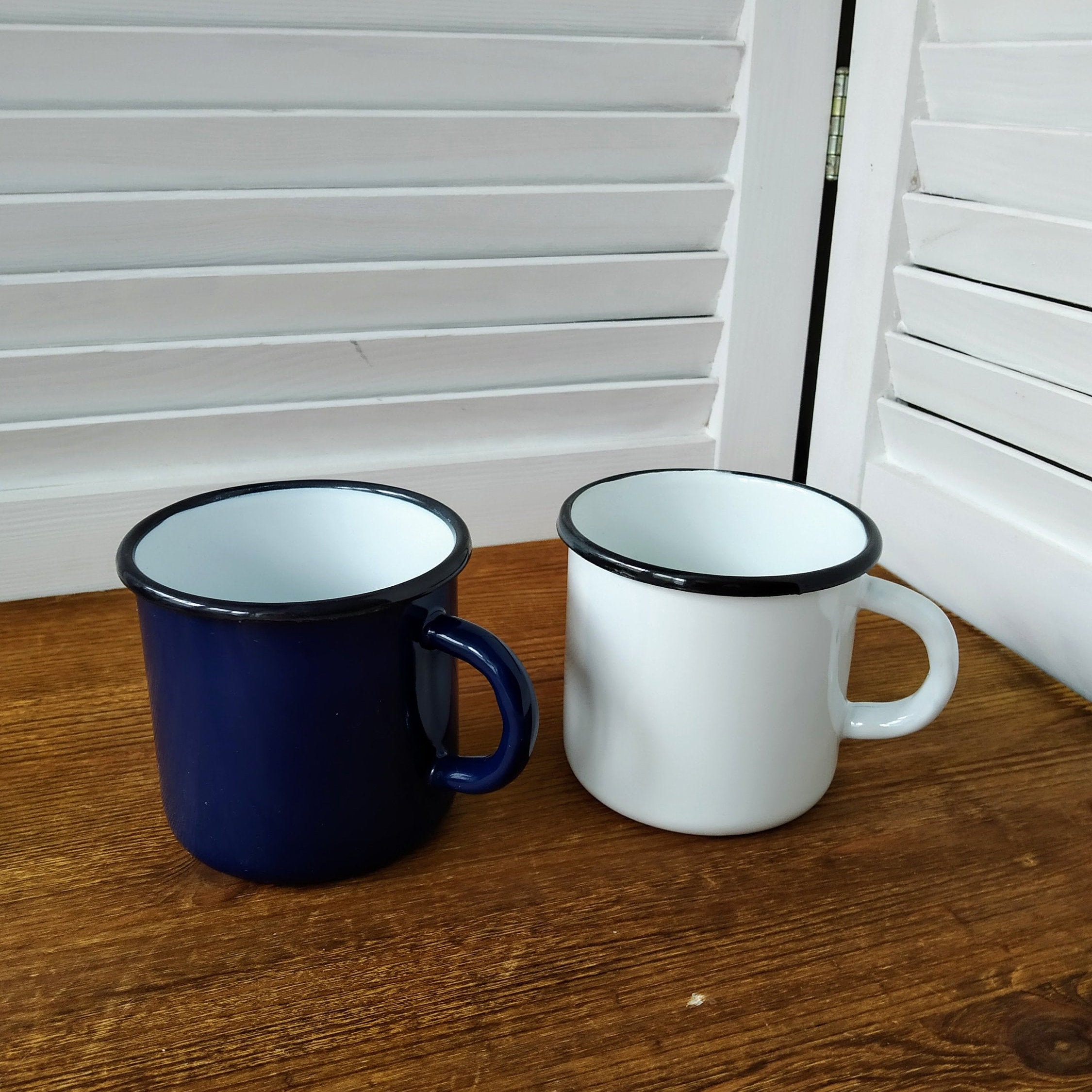 Tin mug / Enamel camping mug / 400 ml 13 Oz large coffee mug / Etsy