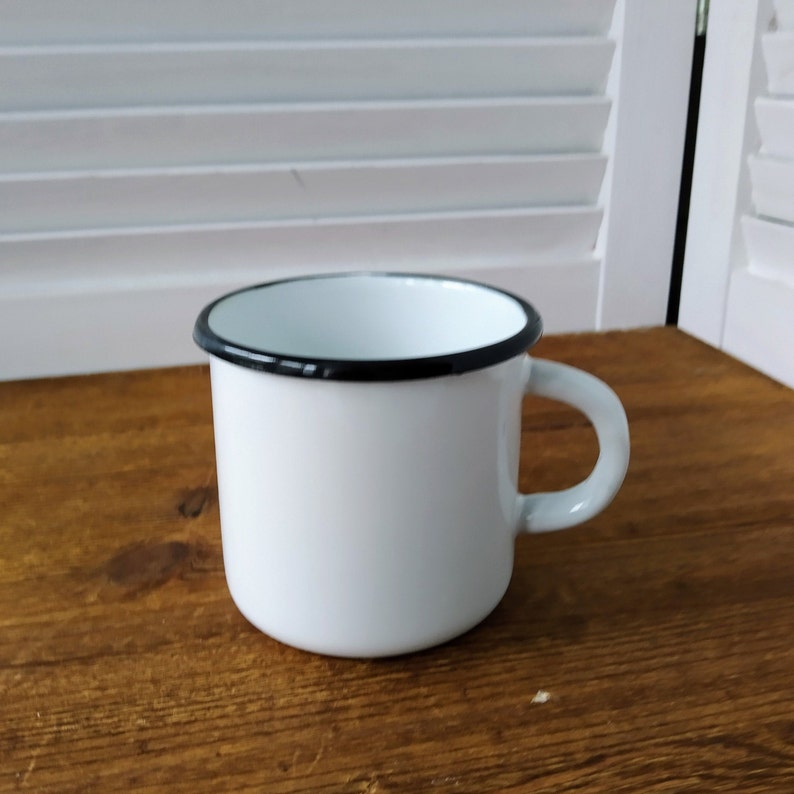 White enamel mug Camping coffee mug 400 ml 13 Oz Rustic Etsy