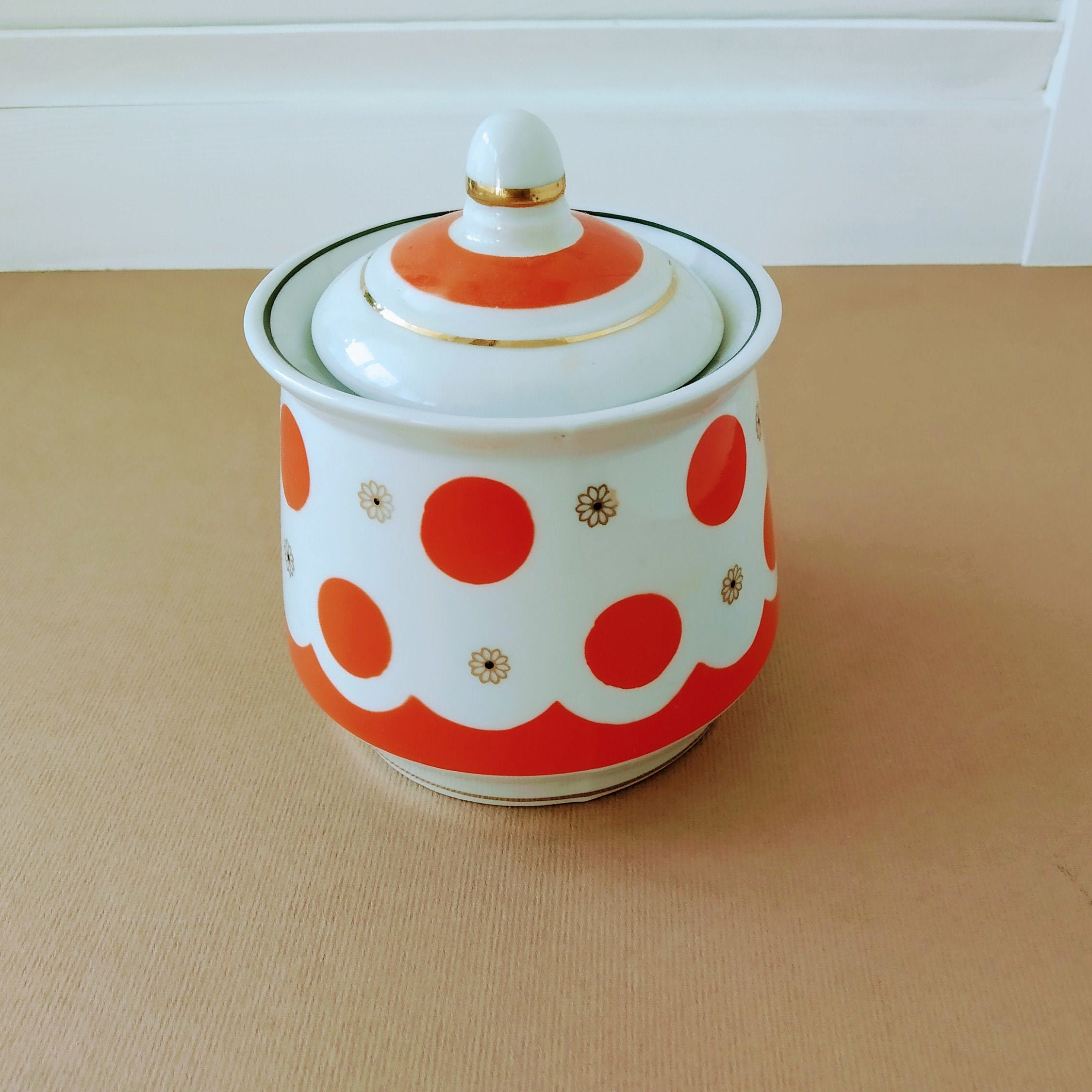 Vintage Ceramic Sugar Bowl Porcelain Sugar Bowl With Lid Made Etsy
