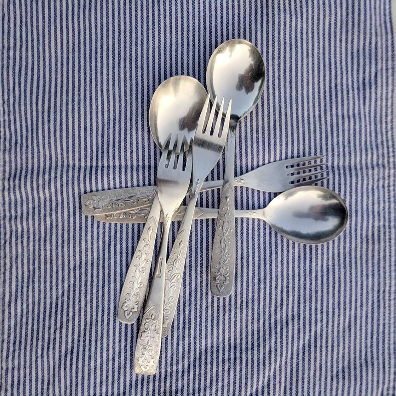 Dinner fork and spoon set Vintage cutlery Silverplate soup Etsy