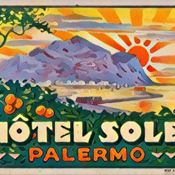 Vintage Travel Poster|Hotel Sole|Palermo|Sicily|Wall Art| Italy|Travel