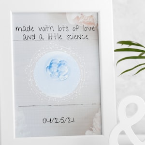 IVF Embryo Art Custom Digital Print, Watercolor Embryo, Personalized Baby Announcement, Pregnancy Present, Surrogate Gift, Gender Reveal