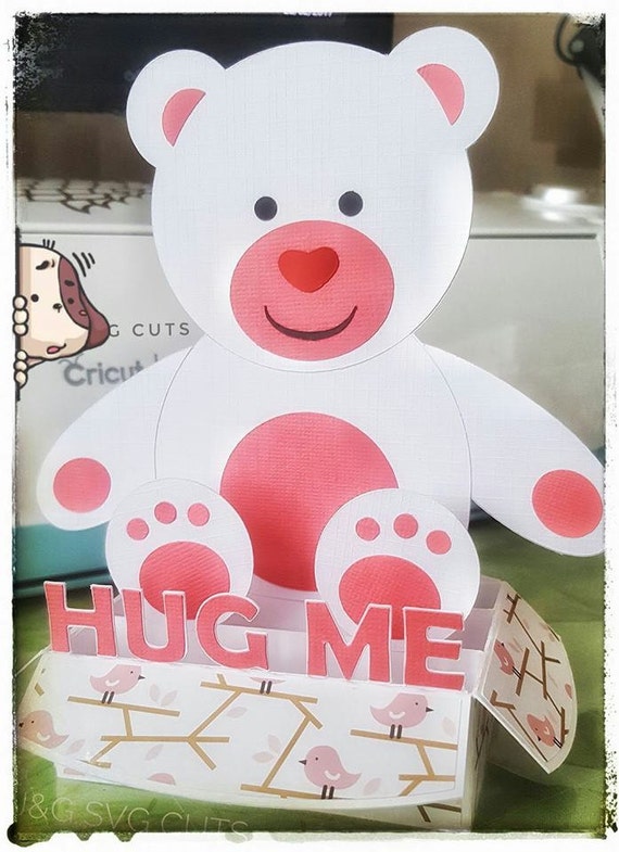 Download Teddy Bear 3D Box Card SVG | Etsy