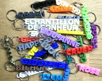 Customizable 3D printed rigid or flexible keychains