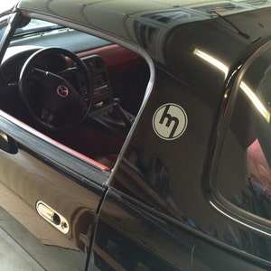 PAIR of 3&quot; Vintage Mazda Logo Stickers; look great on Miata hardtop!