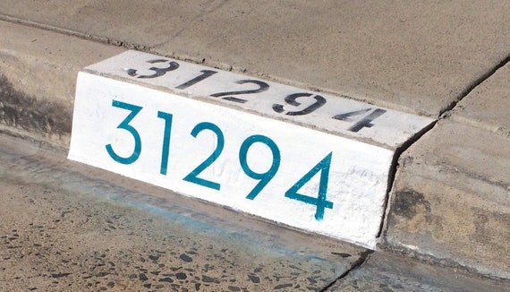 Modern Curb House Number Stencil 4, Mid Century, Palm Springs, Neutra,  Atomic 