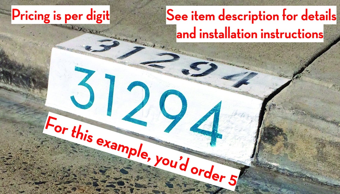 Modern Curb House Number Stencil 4 Mid Century Palm - Etsy