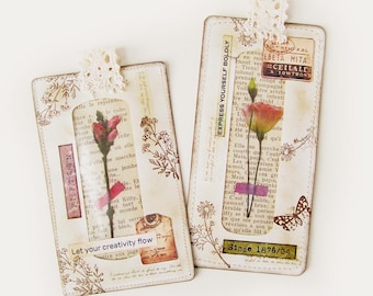 Handmade flower window tags for junk journal, Junk journal cards, Vintage style flower junk journal tags, Journal spots, Journal cards